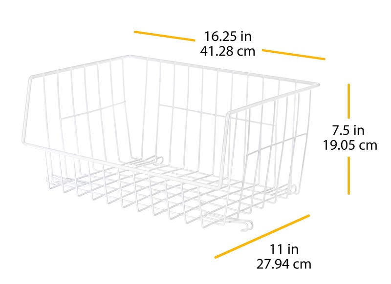 Whitmor Wire Stackable Basket, White - Image 3